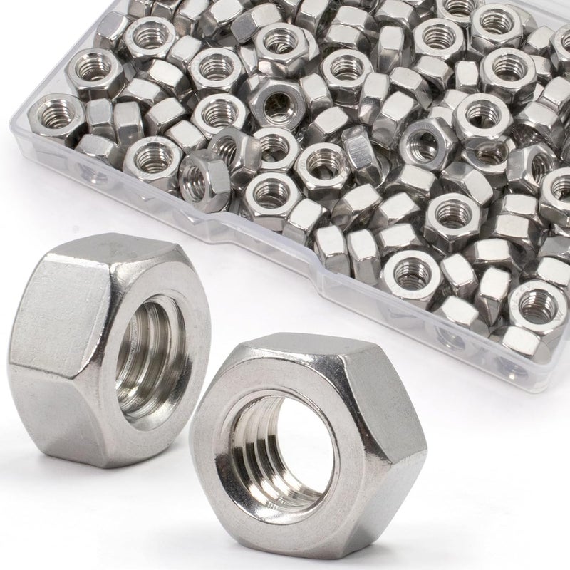 ZQZ M5-0.8mm Hex Nuts,200 Pack 304 (A2-70) Stainless Steel Hardware Nuts,Standard Metric Coarse Thread Nuts - Image 1